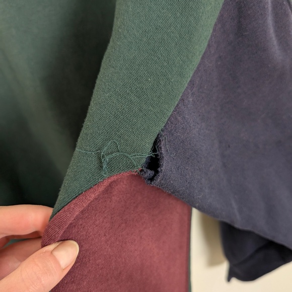 Free with Purchase Colorblock Sweater Quarter Zip Long Sleeve Baggy - Picture 2 of 9